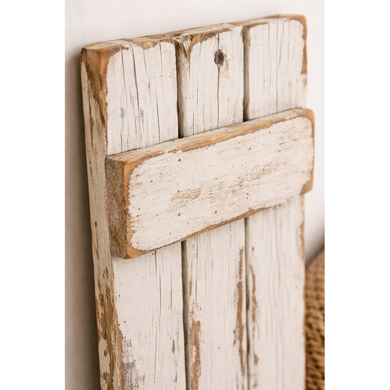 Ensemble de 2 volets décoratifs en bois récupéré | Décoration murale d'intérieur de ferme | Volets suspendus blancs patinés | 30 x 10 chacun