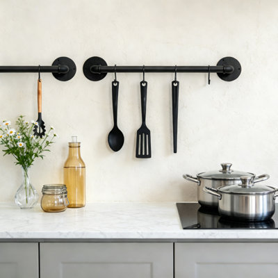Wall Mounted Pot Rack Set of 2, 21 Inch Industrial Pipe with 10 S Hooks