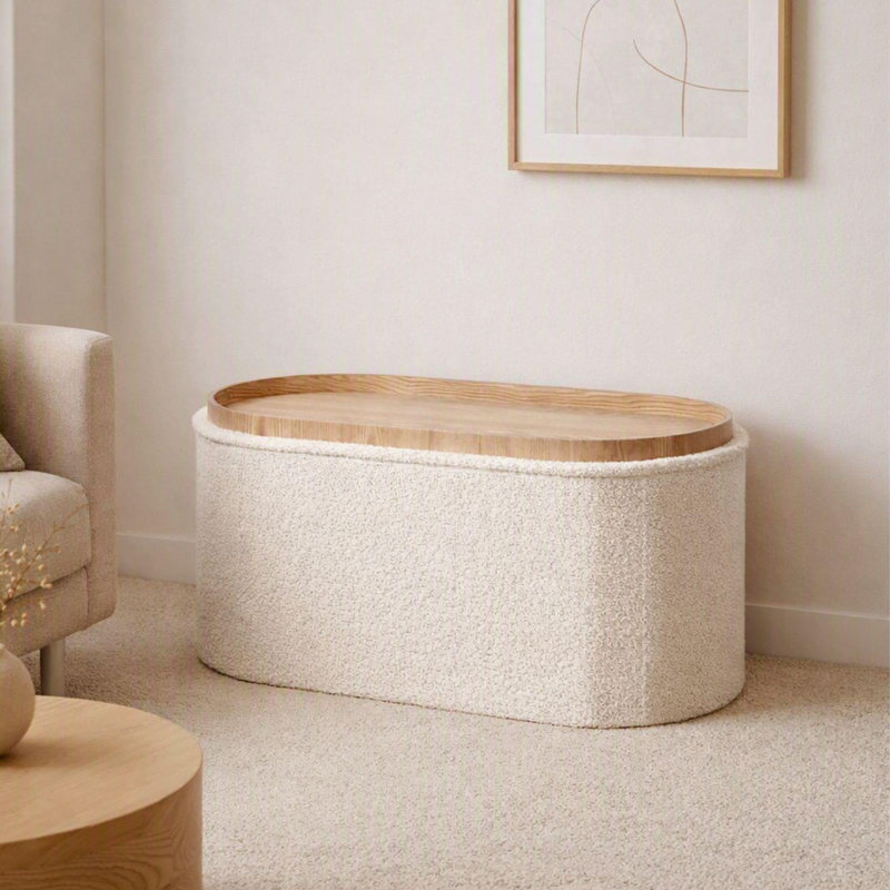 Luxe 76 Wide Ottoman, Cream