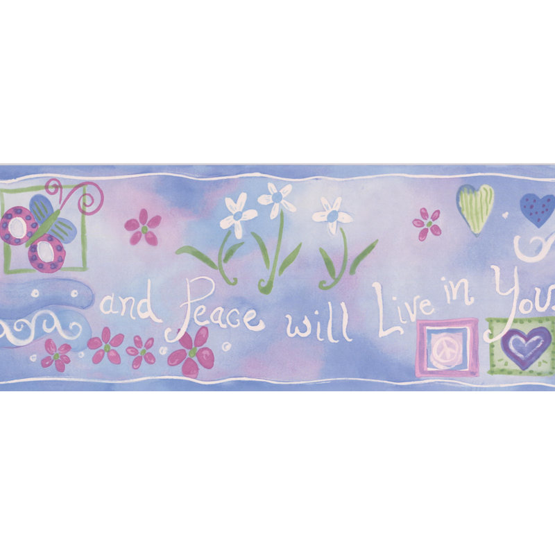 Bordure murale Cheyanna, Bleu / Rose