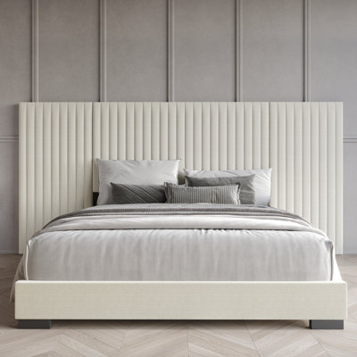 KING SIZE WALL BED IN BEIGE LINEN