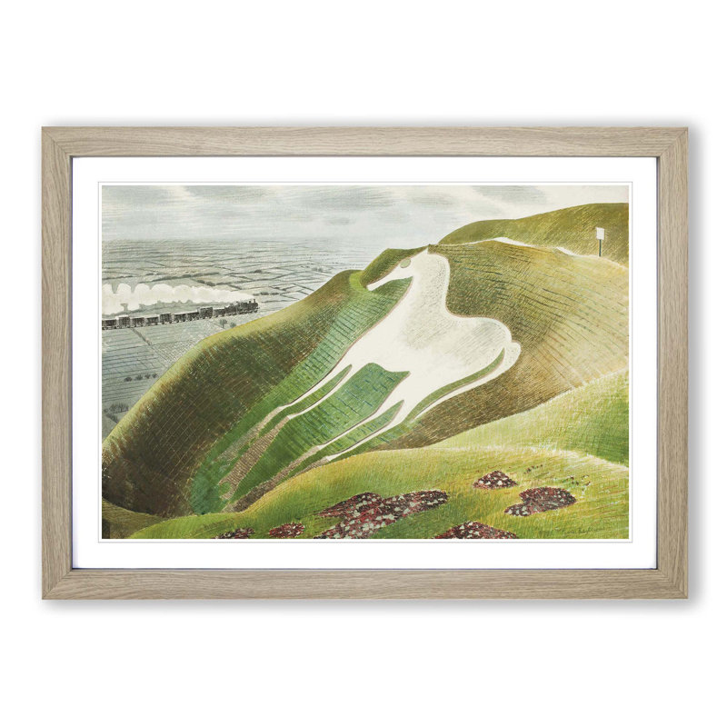 Westbury Horse by Eric Ravilious - Framed Print, Oak