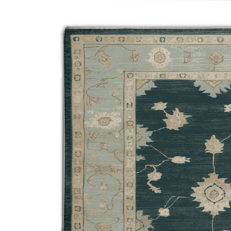Overdyed Green Indoor and Outdoor Area Rug, Rectangle 8' x 10'