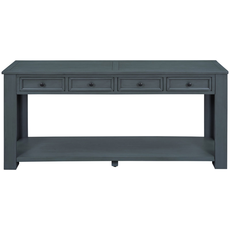 Canapé console de 63 po avec tiroirs de rangement et tablette inférieure pour le vestibule Desinae, Bleu très foncé