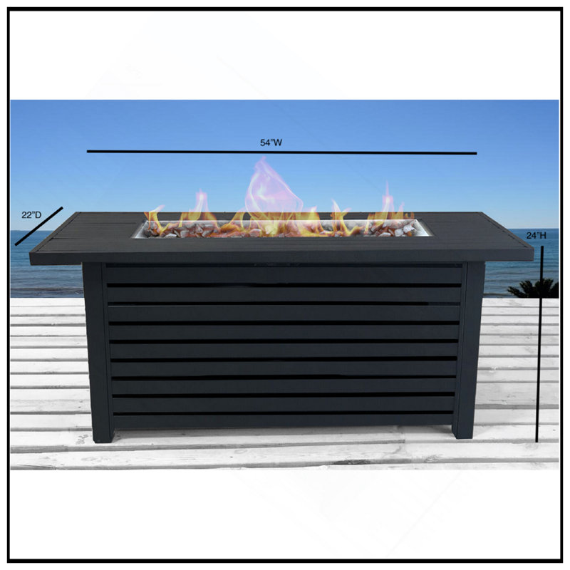 Steel Propane/Natural Gas Outdoor Fire Pit Table With Lid
