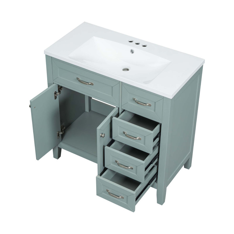 Armoire de salle de bain 36 po avec lavabo et tiroirs 36 po, Vert