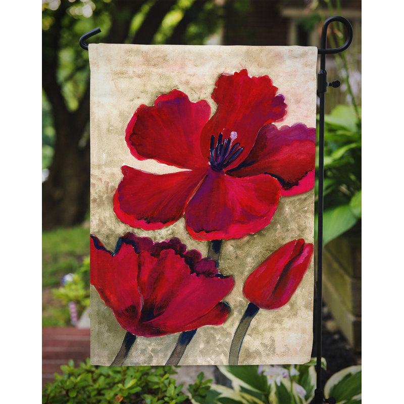 Drapeau de jardin à 2 côtés de tulipe rouge par maureen bonfield, H 15 po x l 11 po