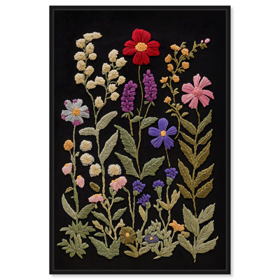 Fiber Flora on Fathomless Canvas Dark Botanical Print by Art Remedy