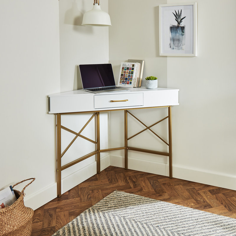 Agna Corner Writing Desk, White