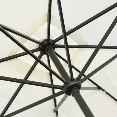Parasol solaire à DEL 9 pi x 7 pi - inclinable et manivelle, abat-jour extérieur pour améliorer les espaces dans le jardin, la terrasse, le patio avec lumières de 7 pi, la fonctionnalité, divers espaces