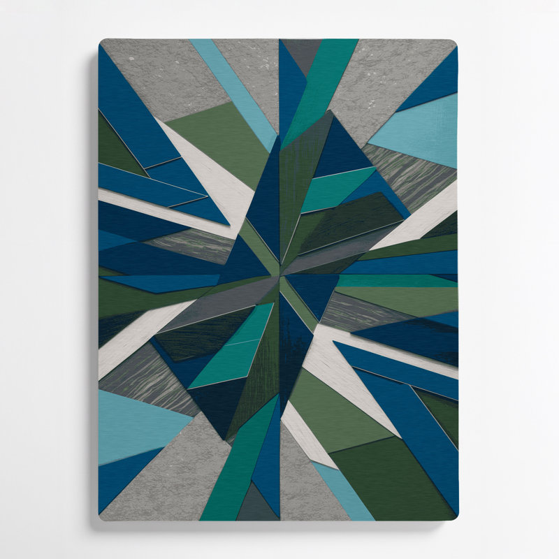 Art abstrait en métal vert, formes abstraites 25, H 12 po x l 18 po