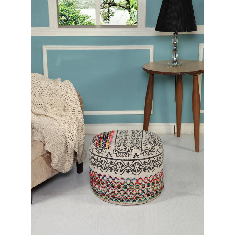 18" Multicoloured Cotton Blend Ottoman