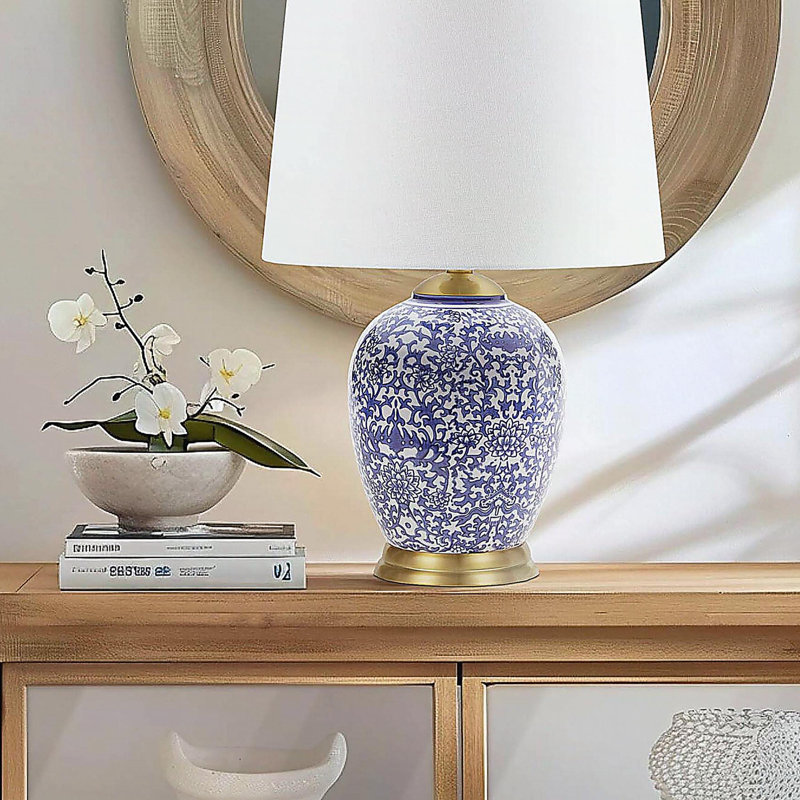 Lampe de table bleue en céramique