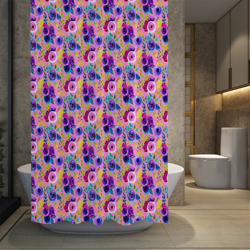 Rideau de douche simple à motif floral Burg, H 83 po x l 70 po