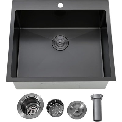 25X22 Inch Gumetal Black Topmount Kitchen Sinks