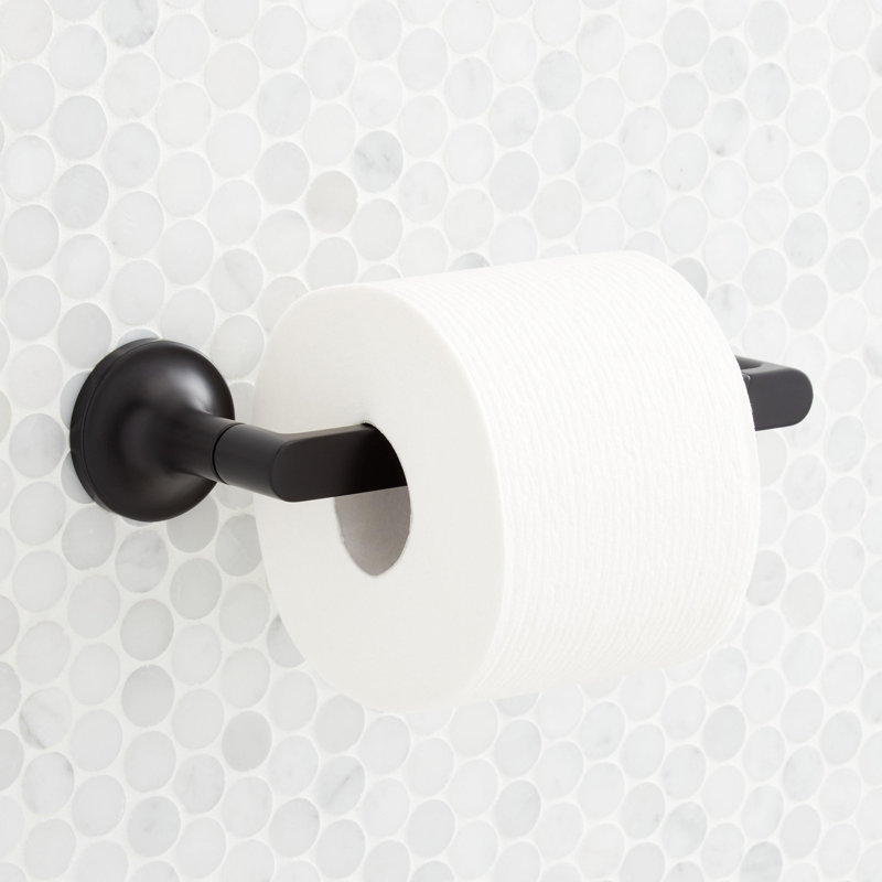 Lentz Wall Mounted Pivoting Toilet Paper Holder, Matte Black