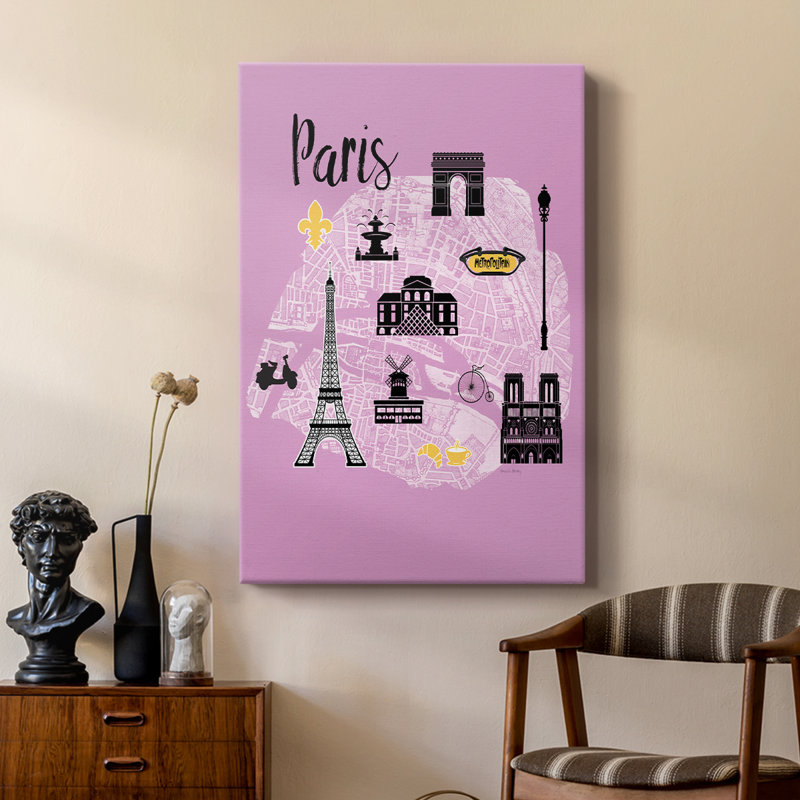 Carte graphique de la ville de Paris - galerie Cavas sur mesure, H 12 po x l 8 po