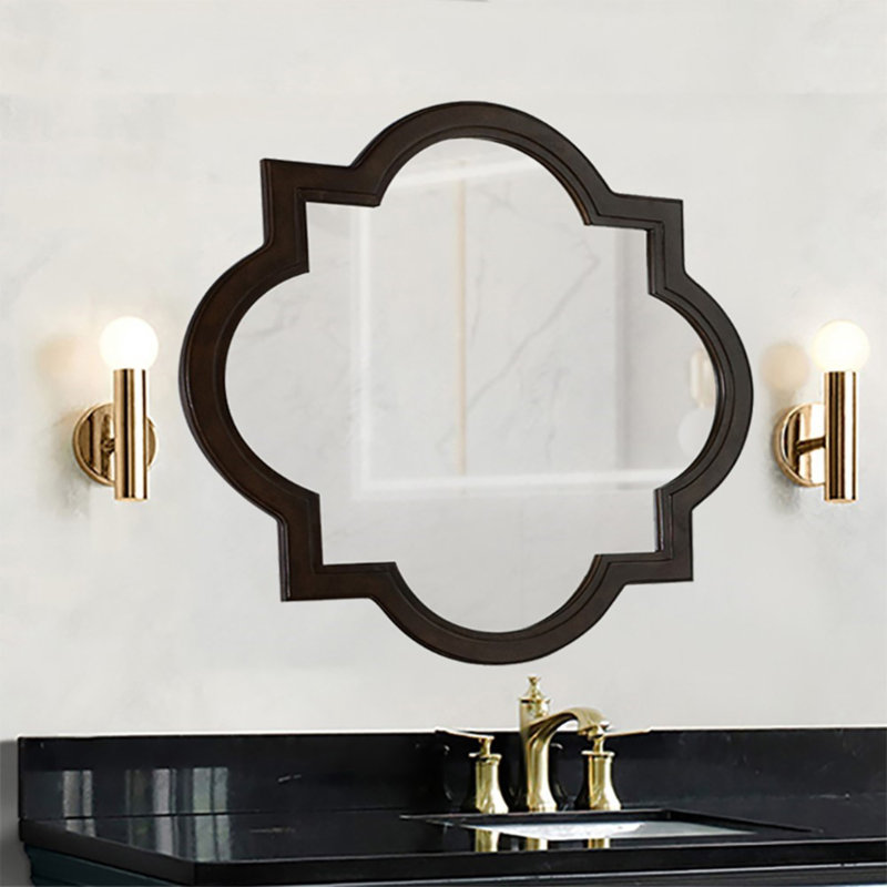 Miroir de salle de bain Cremeans Glam, Noyer, H 32 po x l 32 po x P 1 po