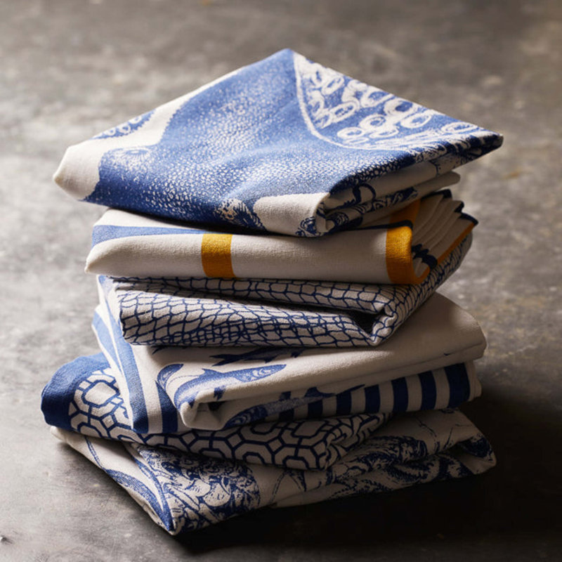 Blue and Yellow Plaid Cotton Dinner Napkins Set of 4