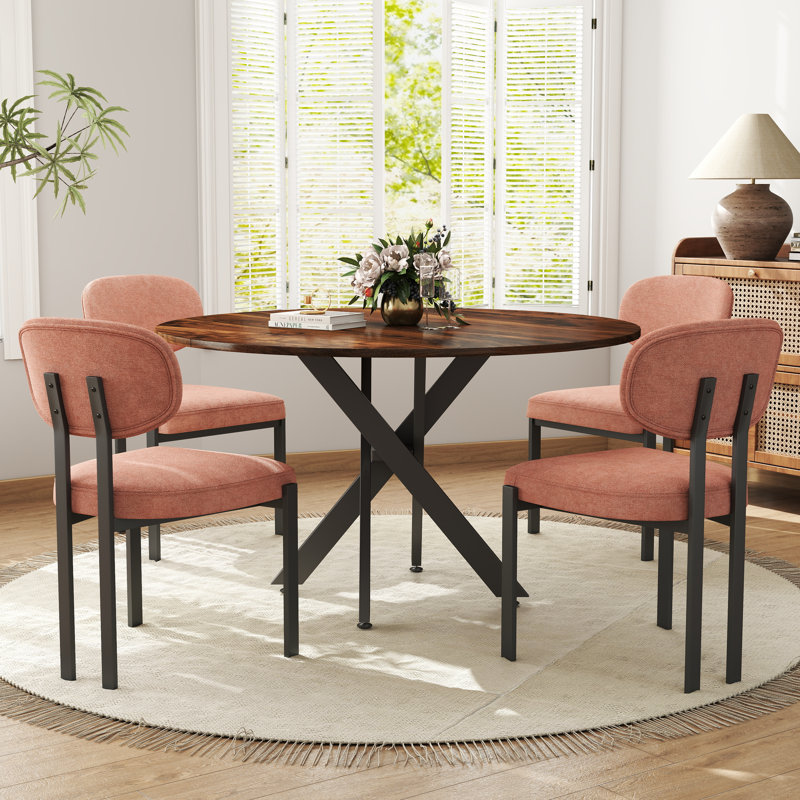 Ensemble de table ronde, 5, Brun, Orange