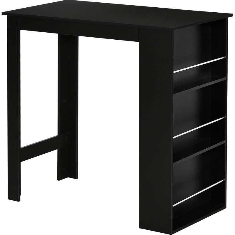 Modern Bar Table Counter Height Dining Table With 3 Storage Shelves For Kitchen, Dining Room, Living Room, Black