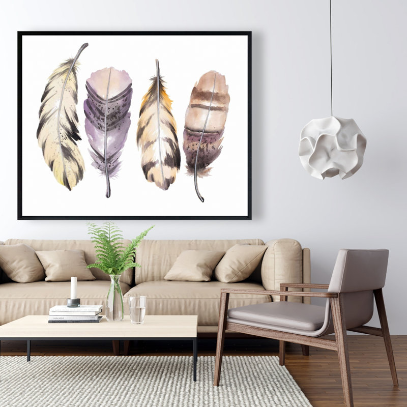 Striped Feather Set Print On Canvas
