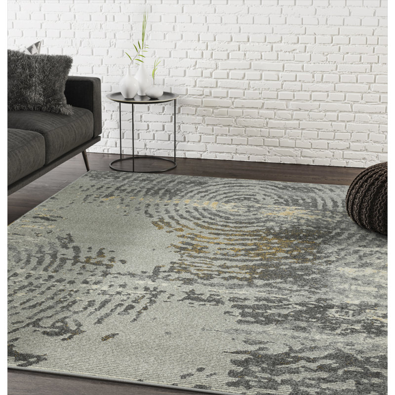 Tapis gris / jaune Roselare, Rectangle 7 pi 9 po x 10 pi 2 po