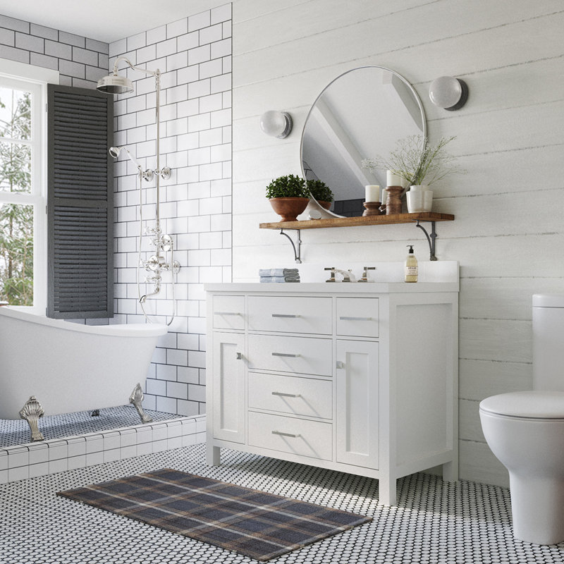 Base de meuble-lavabo simple Petrel, Blanc