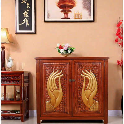 Elm Wood Living Room Porch Cabinet 47.2'' Solid Wood Sideboard
