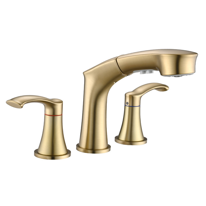 Widespread Bathroom Faucet, Brushed Gold