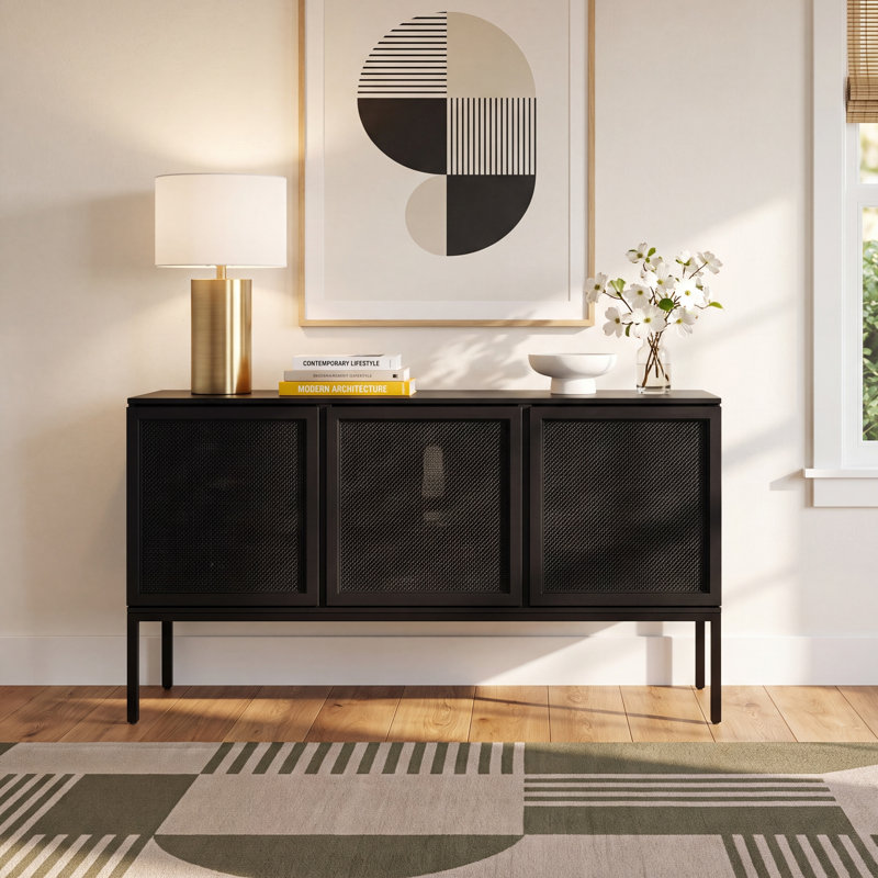 Ehren 54" W Solid Wood Sideboard, Black