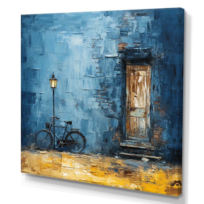 Vélo bleu «I» sur toile, H 36 po x l 36 po x P 1,5 po, Toile tendue