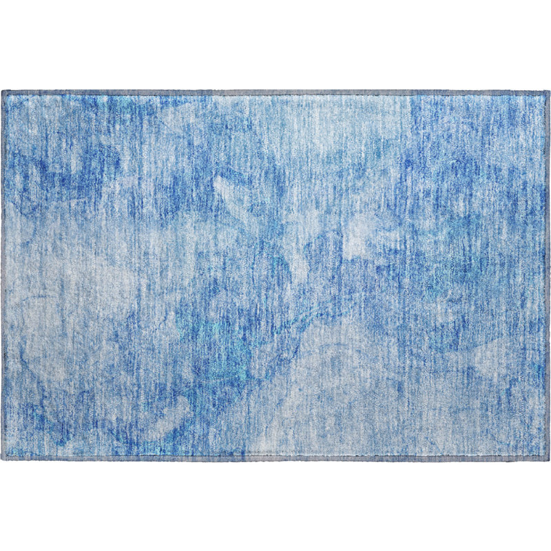 Premium Machine Washable Prisco Blue Rug, Rectangle 1'8" x 2'6"