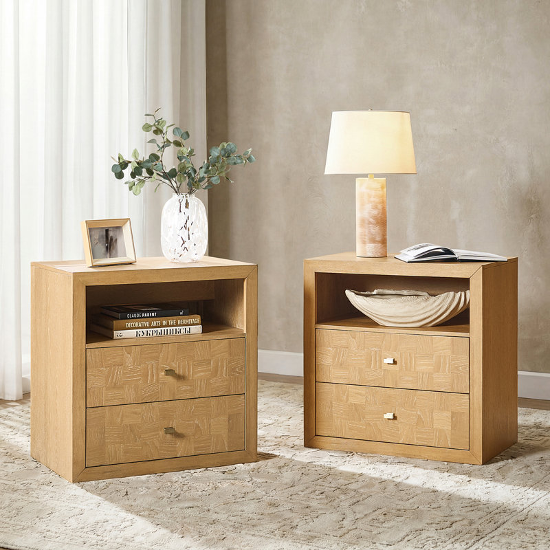 Table de chevet 2 tiroirs Cruce, Naturel