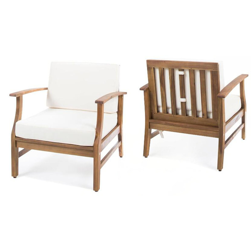 Ensemble de 2 chaises club, Naturel, Crème, crème