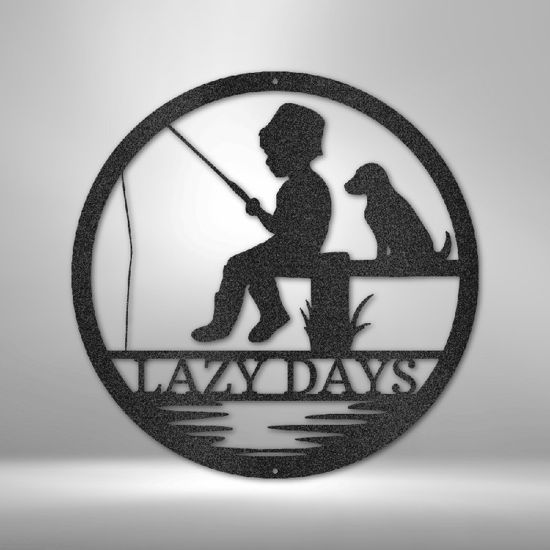 Décoration murale personnalisable en métal découpé au laser Little Fisher, H 28,75 po x l 29,5 po x P 0,5 po, Yes, Noir