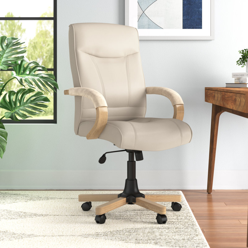 Wade Logan Hinnenkamp Executive Chair, Cream, Oak