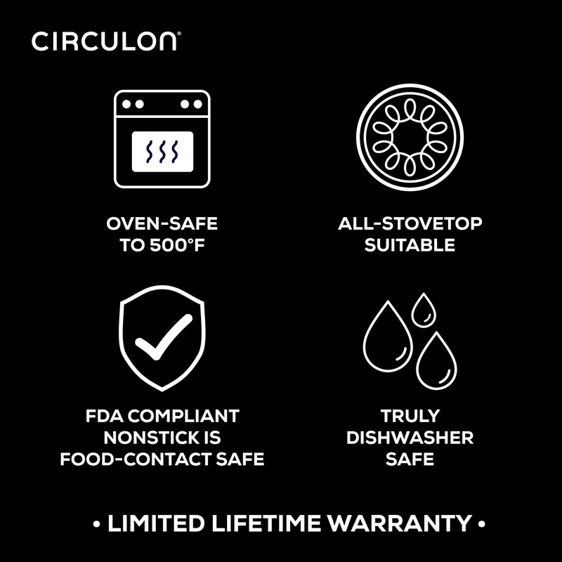 Circulon Clad Stainless Steel Saucepan with Glass Lid and Hybrid SteelShield Nonstick, 2-Quart