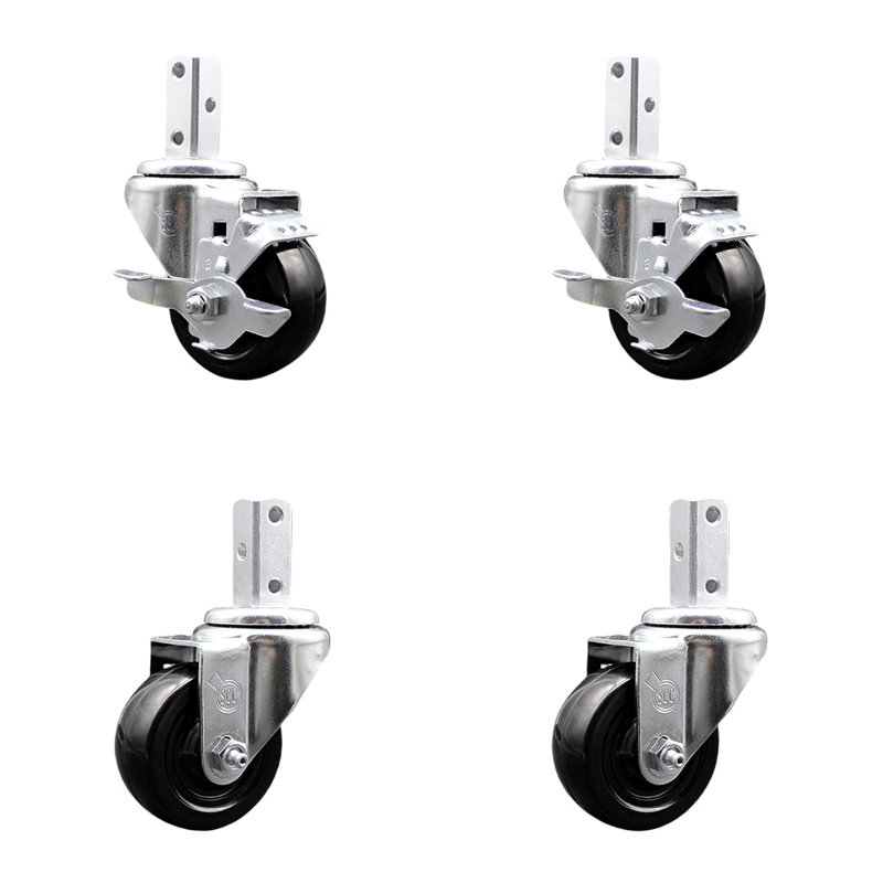 4 Piece Hard Rubber Caster Set