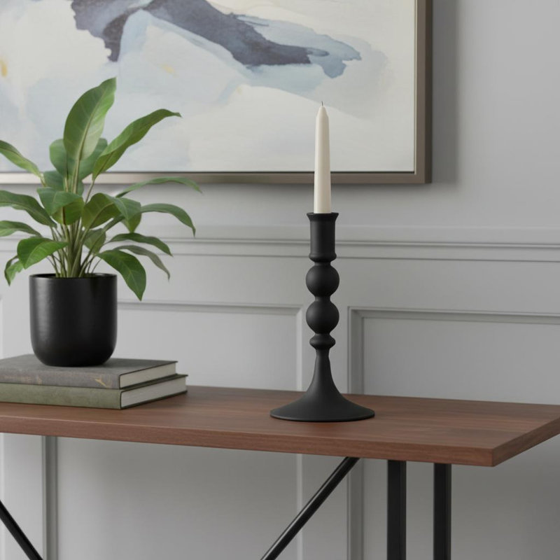 Chandelle de table en verre noir 8 po