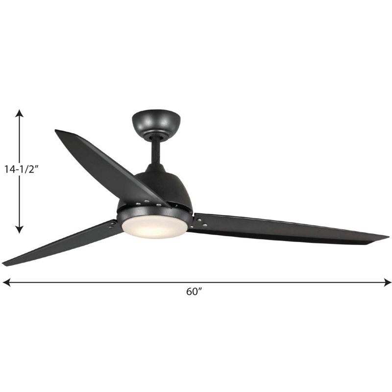 Oriole 60'' Black Ceiling Fan with LED Light and Remote