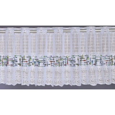 Cantonnière festonnée l 60 po blanc / imprimé