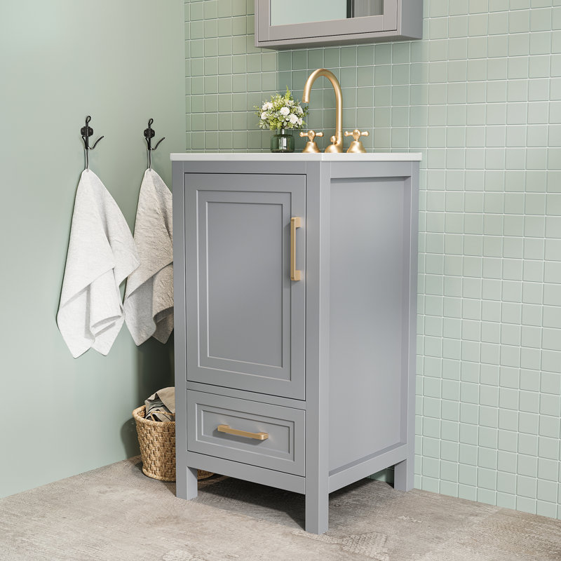 Meuble-lavabo gris 18 po entièrement assemblé, Gris