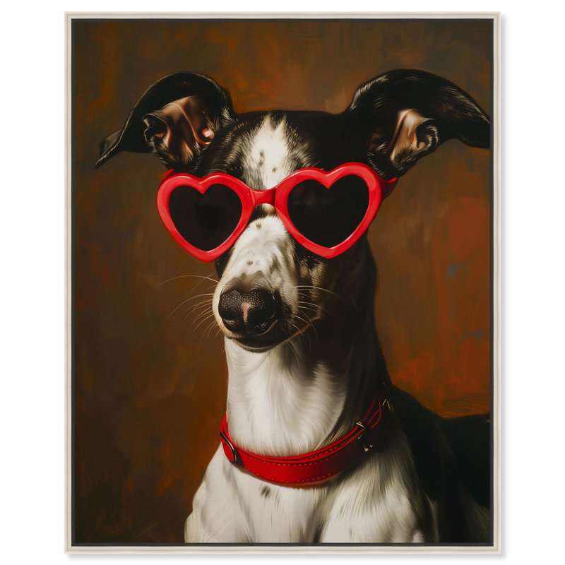«Sir Dogicus in Spectacles» par Art Remedy, H 46 po x l 37 po, Encadrement argenté