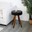 Table basse ronde de 15,7 pouces, style Mid-Century moderne, style multi-coordonnées, convient aux petits espaces, facile à nettoyer, noir et brun, style scandinave compact
