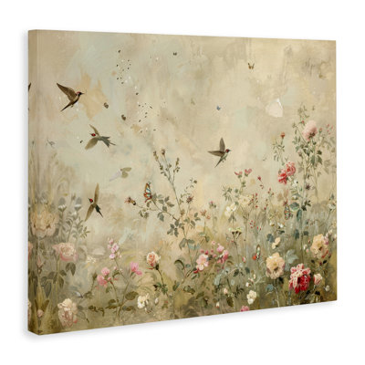  «Swallows in Flower Meadow», art mural sur toile par Arlington Prints
