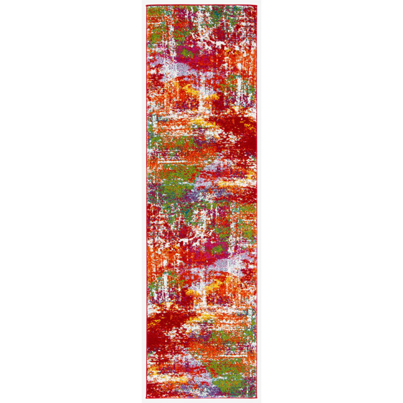 Tapis abstrait Christy Watercolor Performance, Tapis de couloir 2 pi 3 po x 8 pi