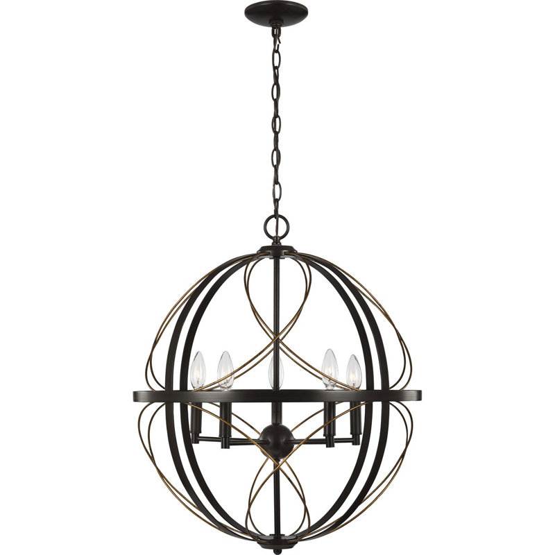 Luminaire suspendu sphérique simple à 5 lumières Stacy, Noir