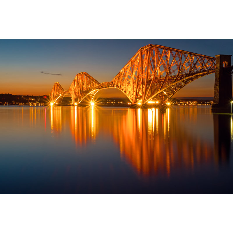 Attica Illuminated Forth Rail Bridge by Elxeneize - Wrapped Canvas Print, 81cm H x 122cm W x 3.8cm D