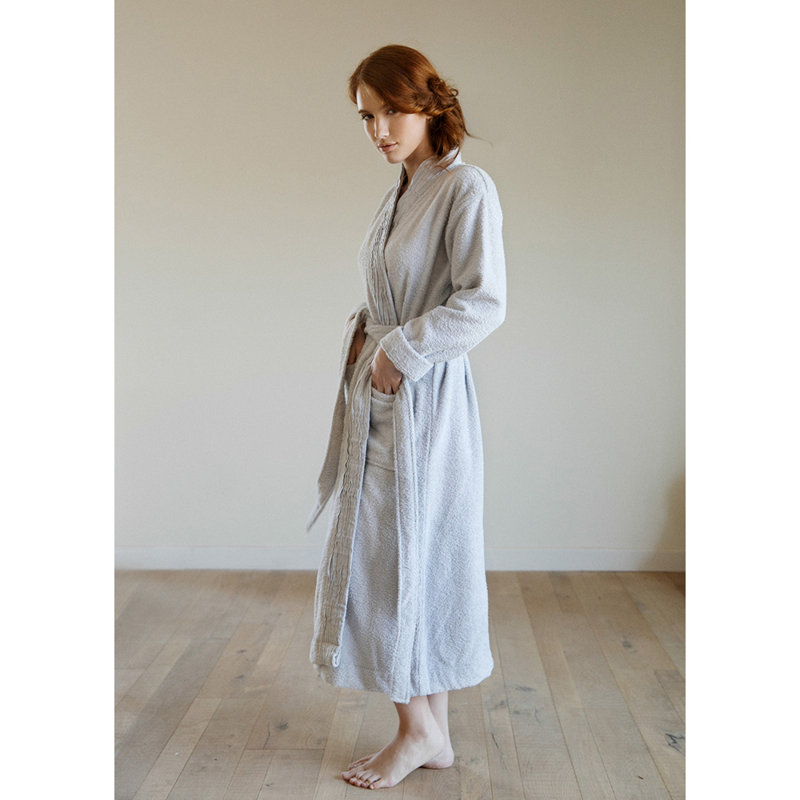 Peignoir 100% coton avec poches, Small/Medium, Vieux rose
